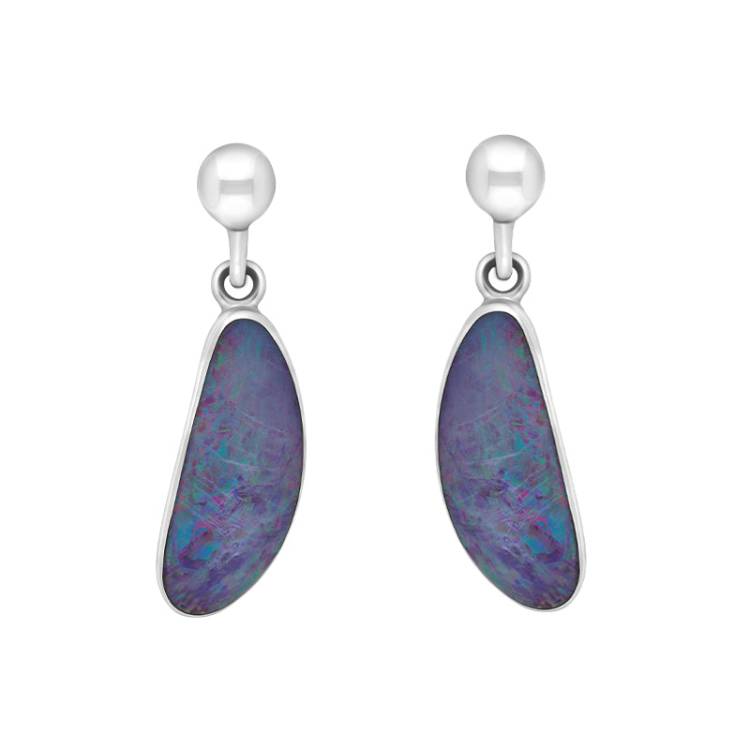 Sterling Silver Abstract Opal Doublet Drop Earrings D