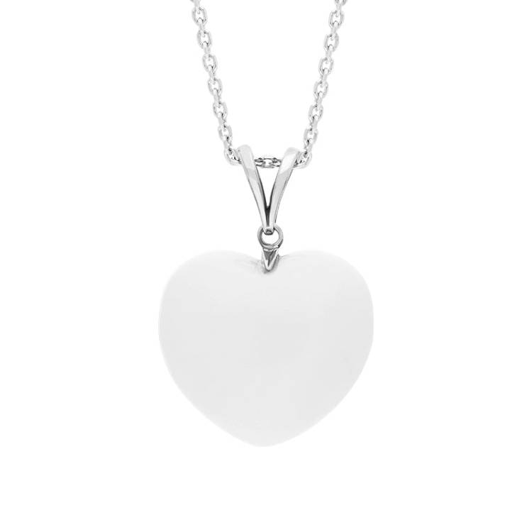 Sterling Silver Bauxite Extra Large Carved Heart Split Bail Necklace - Silver
