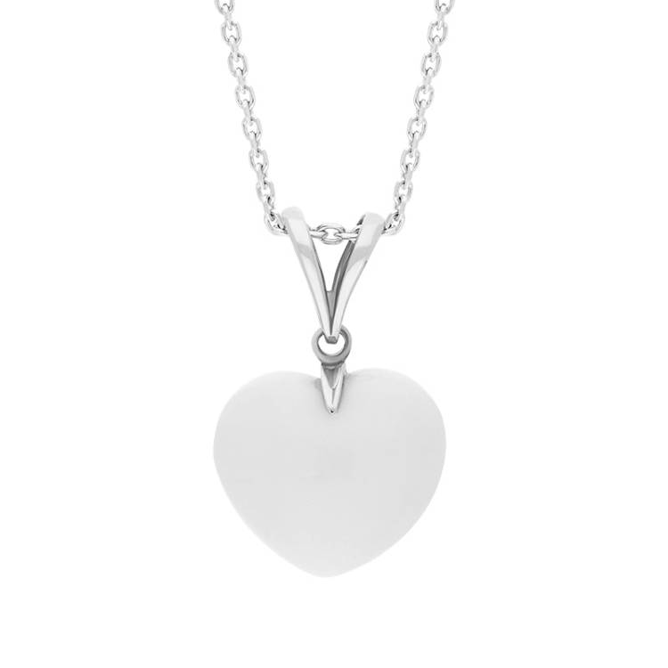 Sterling Silver Bauxite Medium Carved Heart Split Bail Necklace - Silver