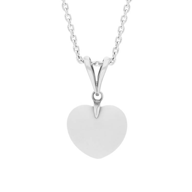 Sterling Silver Bauxite Small Carved Heart Split Bail Necklace - Silver