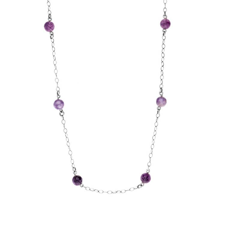 Sterling Silver Blue John Necklet D - Silver