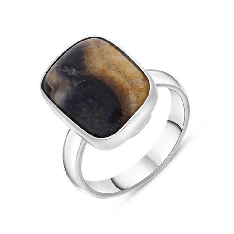 Sterling Silver Blue John Abstract Oval Ring D - Q