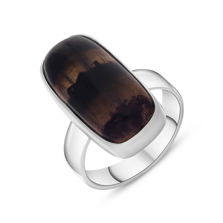 Sterling Silver Blue John Abstract Oval Shaped Ring D - P