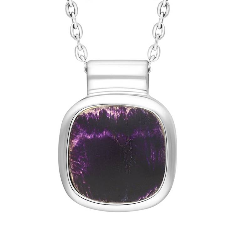Sterling Silver Blue John Cushion Necklace D
