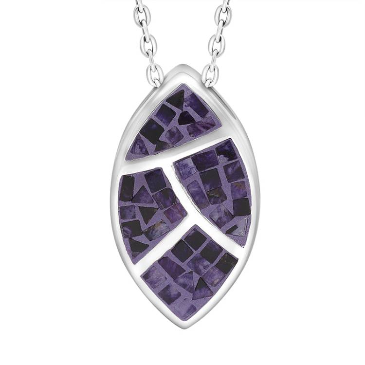 Sterling Silver Blue John Mosaic Set Marquise Necklace D