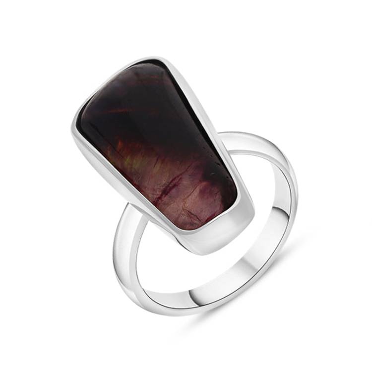 Sterling Silver Blue John Oblong Abstract Ring D - M