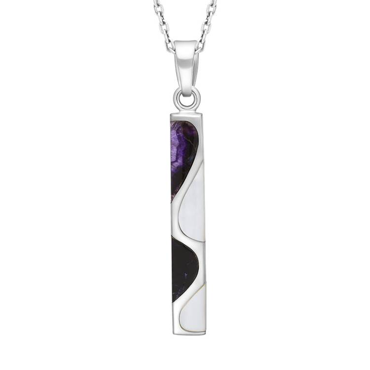 Sterling Silver Blue John Oblong Necklace D