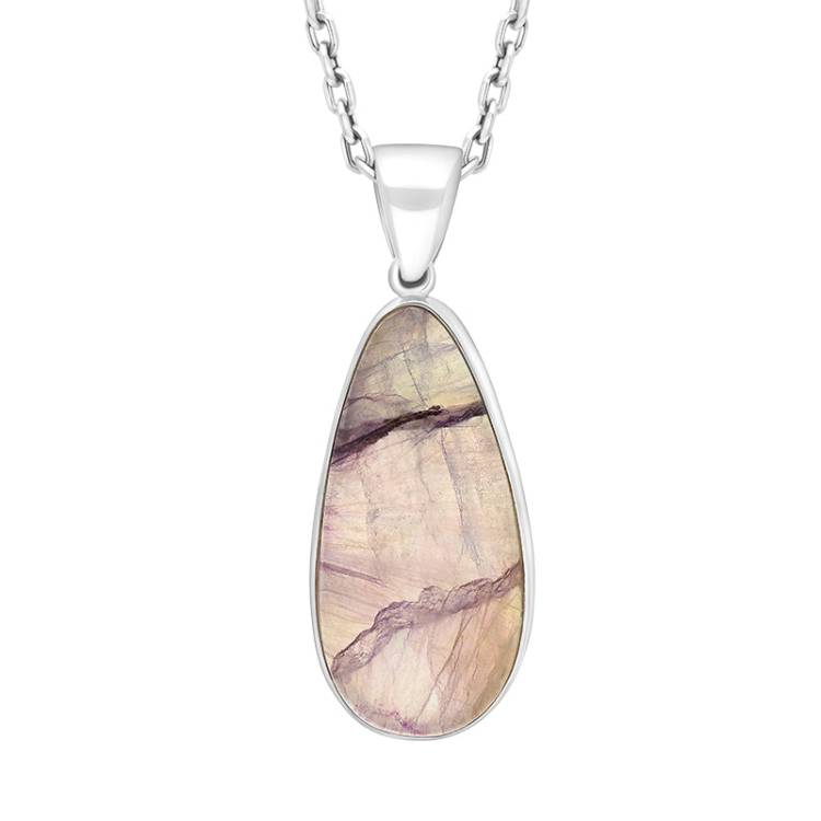 Sterling Silver Blue John Oval Necklace D