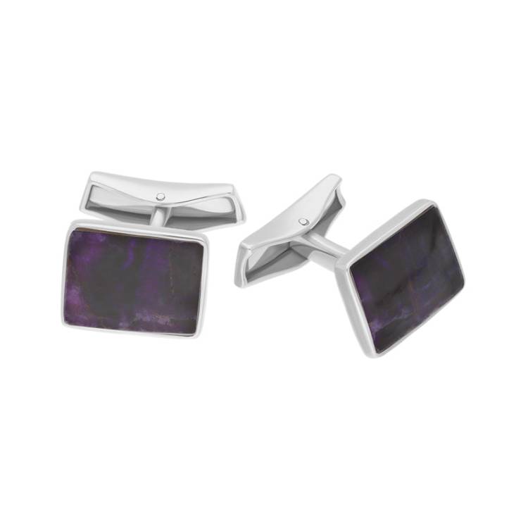 Sterling Silver Blue John Rectangle Cufflinks - Silver