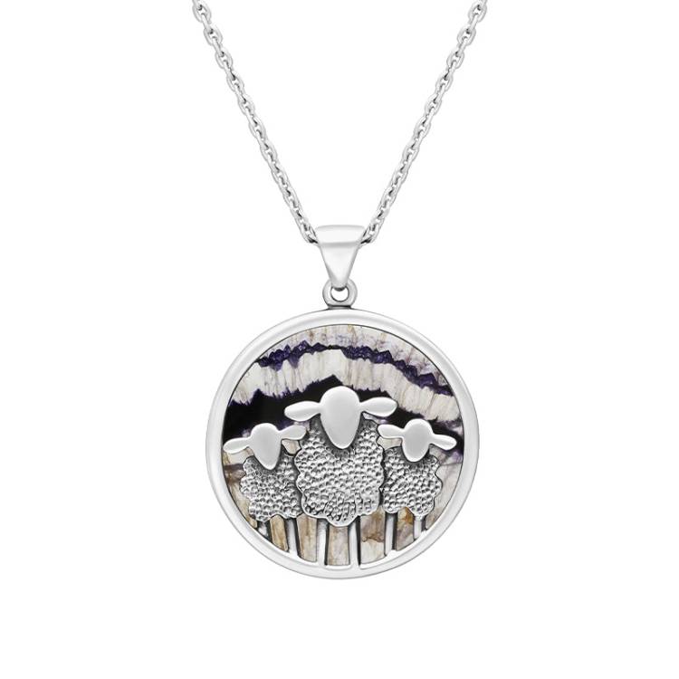 Sterling Silver Blue John Round Sheep Pendant