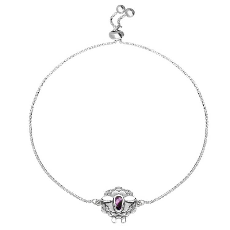 Sterling Silver Blue John Sheep Adjustable Bracelet - Silver