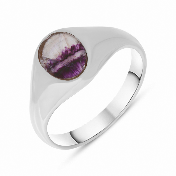 Sterling Silver Blue John Small Oval Signet Ring