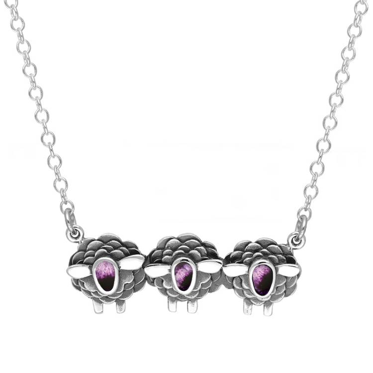 Sterling Silver Blue John Three Sheep Necklace - Silver