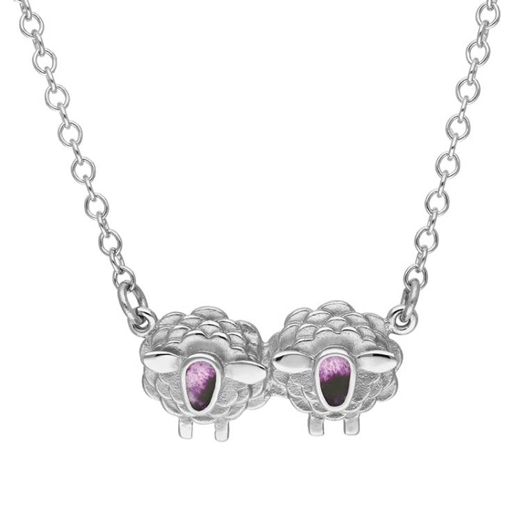 Sterling Silver Blue John Two Sheep Necklace - Silver