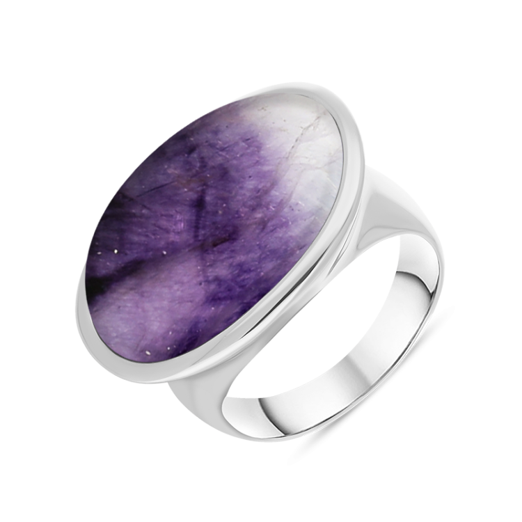 Sterling Silver Blue John Wide Oval Chunky Ring D