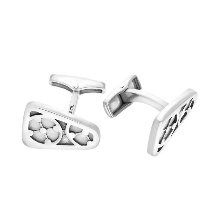 Sterling Silver Carrara Window Cufflinks - Silver