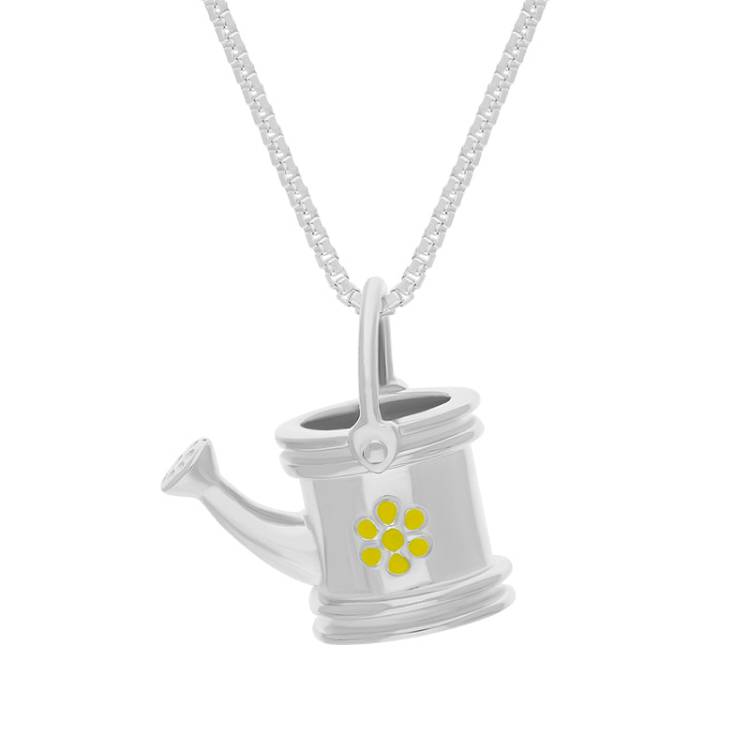 Sterling Silver Chatsworth Garden Watering Can Pendant - Silver