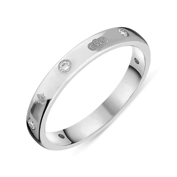 Sterling Silver 0.12ct Diamond Queen's Jubilee Hallmark 3mm Ring D - N
