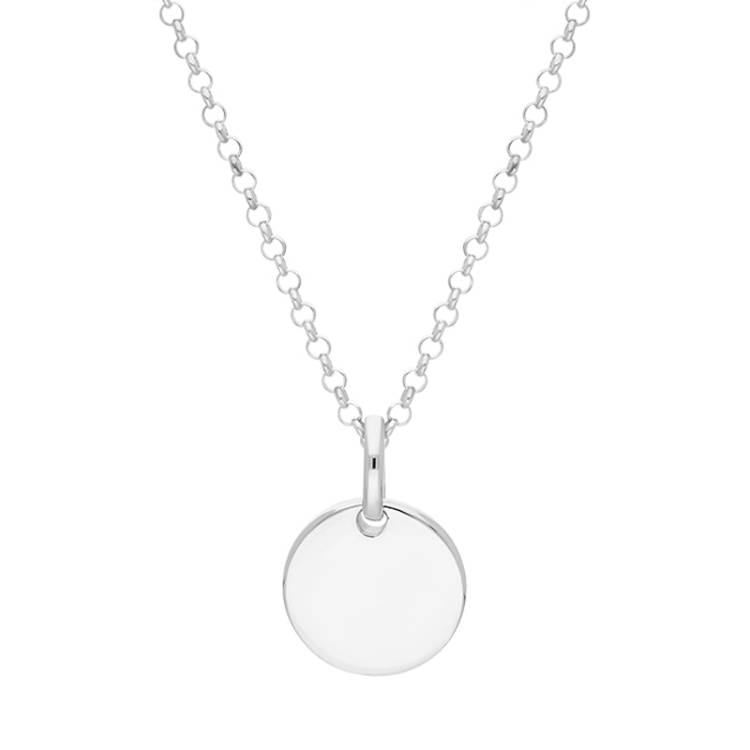 Sterling Silver Flat Disk Necklace D