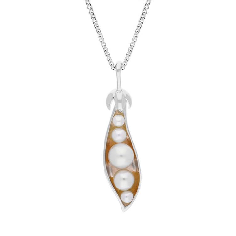 Sterling Silver Freshwater Pearl Chatsworth Garden Peapod Pendant - Silver