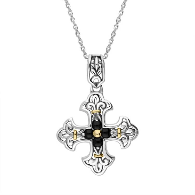 Sterling Silver Whitby Jet Square Necklace D - Silver