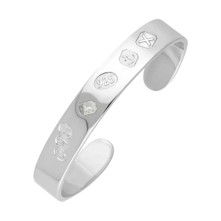 Sterling Silver Hallmark Cuff Bangle - Silver