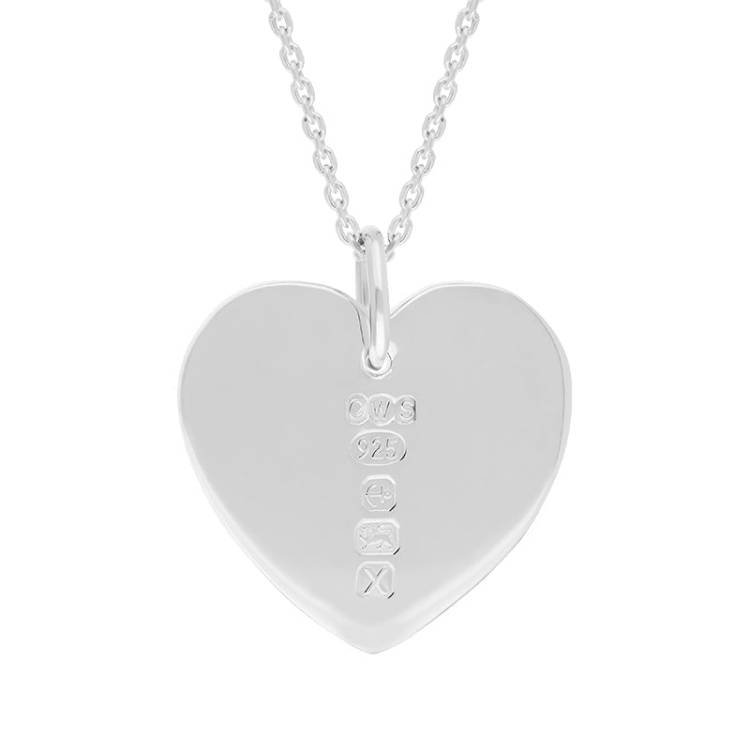 Sterling Silver Hallmark Polished Heart Small Pendant Necklace - Silver