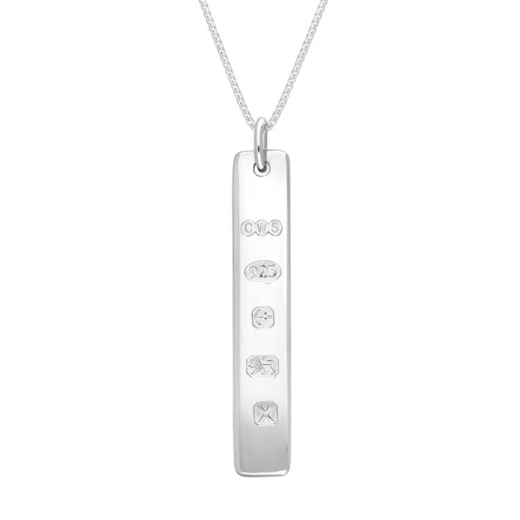 Sterling Silver Hallmark Polished Ingot Pendant Necklace - Silver