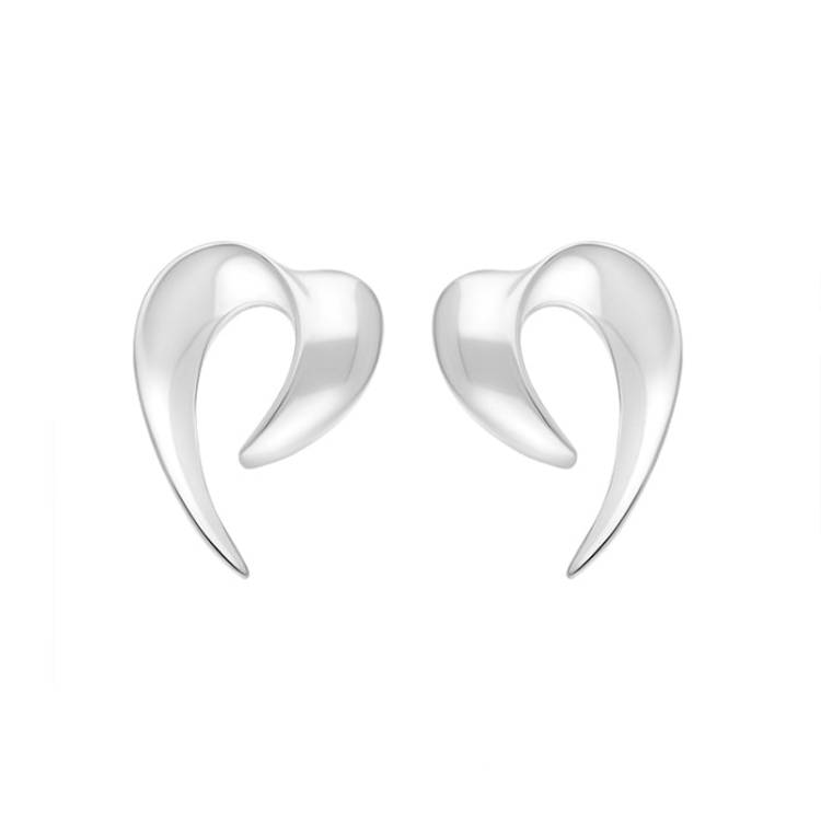 Sterling Silver Heart Spike Earrings D - Silver