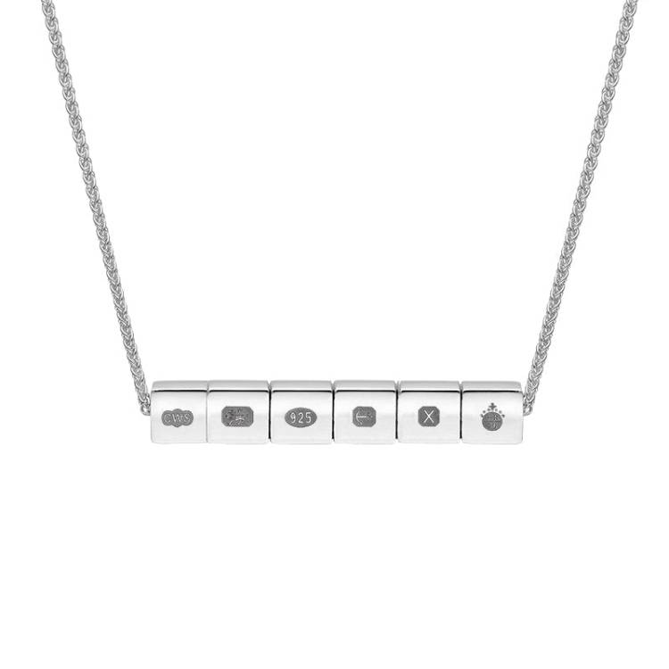 Sterling Silver Queen's Jubilee Hallmark Cushion Disc Necklace D - Silver