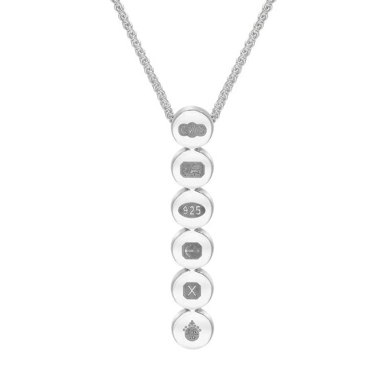 Sterling Silver Queen's Jubilee Hallmark Round Disc Pendant Necklace D - Silver