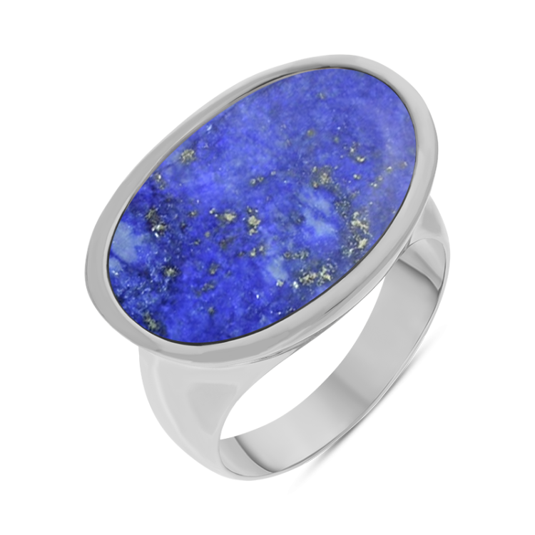 Sterling Silver Lapis Lazuli Oval Statement Ring D - Option1 Value Silver