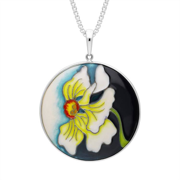 Sterling Silver Moorcroft Actaea Round Necklace - Silver