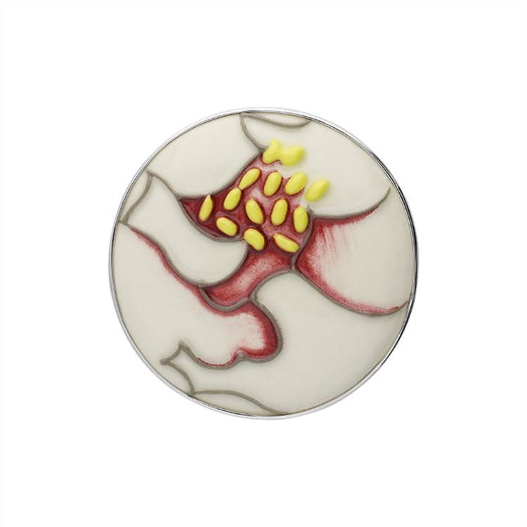 Sterling Silver Moorcroft Eyes For You Round Brooch - Silver