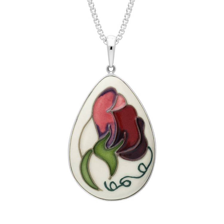 Sterling Silver Moorcroft Sweetness Wine Pear Shaped Pendant - Silver