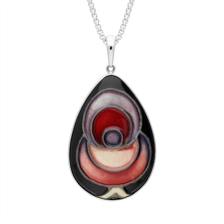 Sterling Silver Moorcroft Talwin Morris Pear Shaped Pendant - Silver