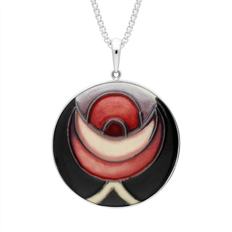 Sterling Silver Moorcroft Talwin Morris Round Pendant - Silver
