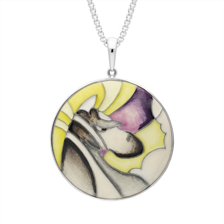 Sterling Silver Moorcroft The Charger Round Pendant - Silver