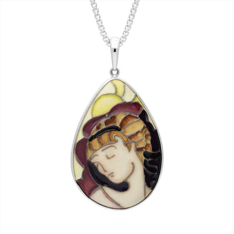 Sterling Silver Moorcroft The Muse Pear Shaped Pendant - Silver