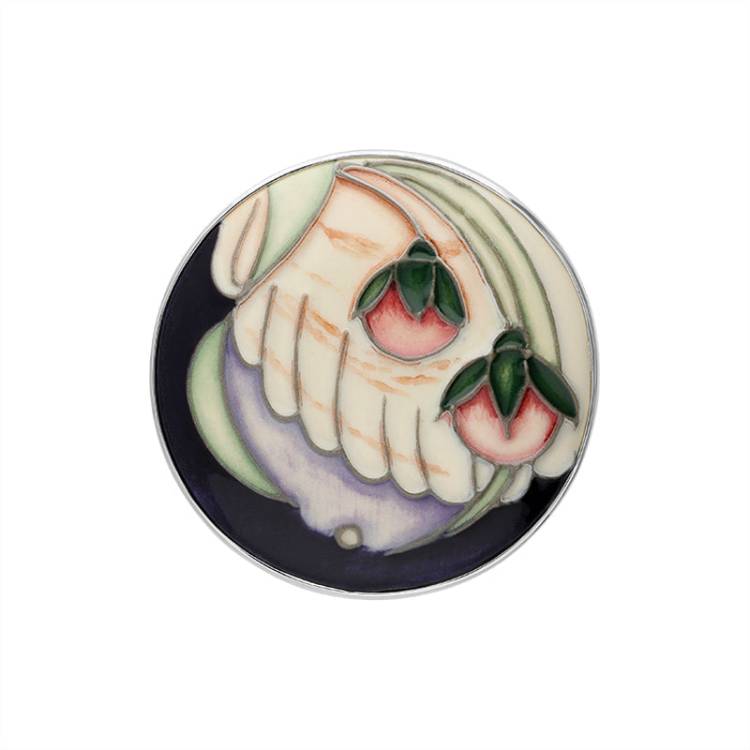 Sterling Silver Moorcroft Venus Shell Round Brooch - Silver