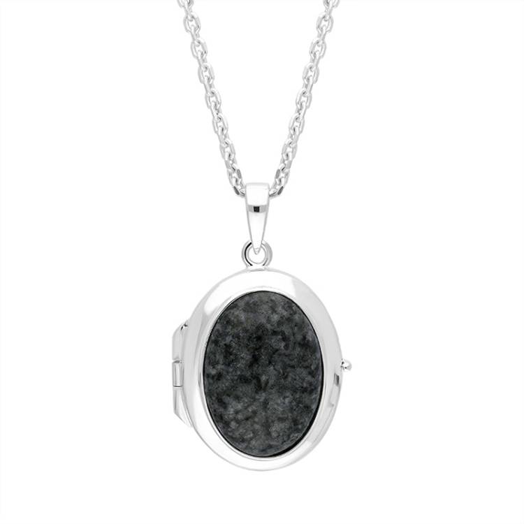 Sterling Silver Preseli Bluestone Oval Locket Pendant - Silver