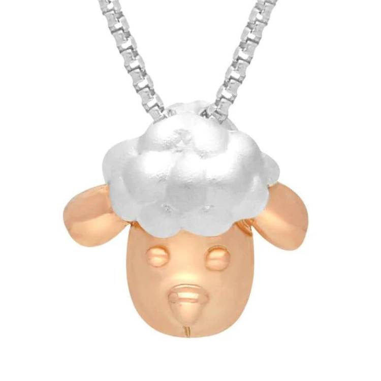 Rose Gold Plated Sterling Silver Sheep Head Necklace D - Option1 Value Silver