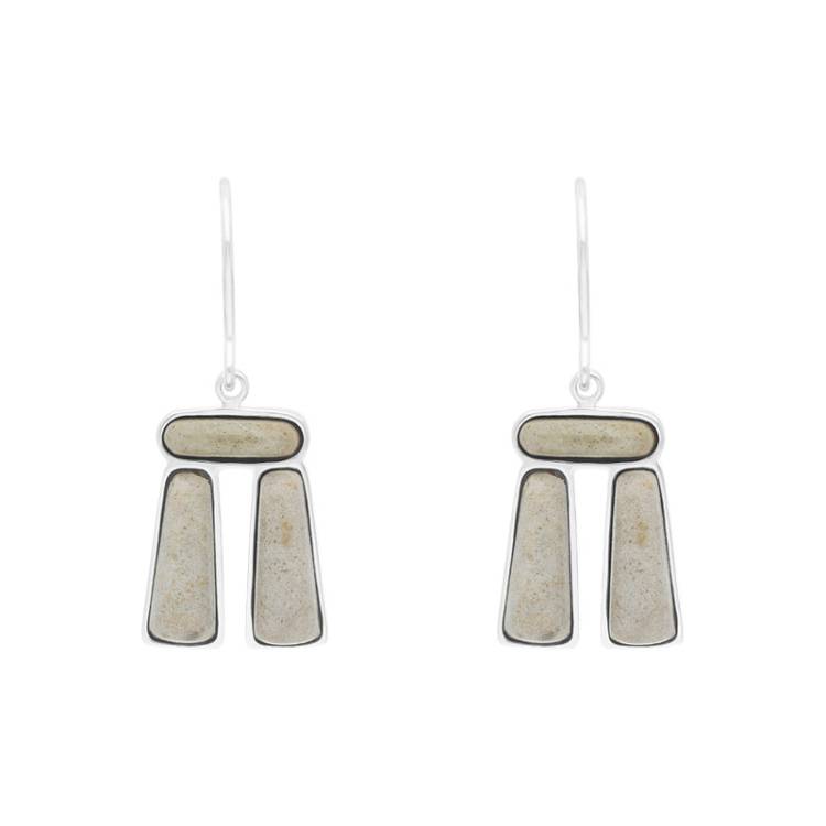 Sterling Silver Sarson 3 Stone Trilithon Earrings - Silver
