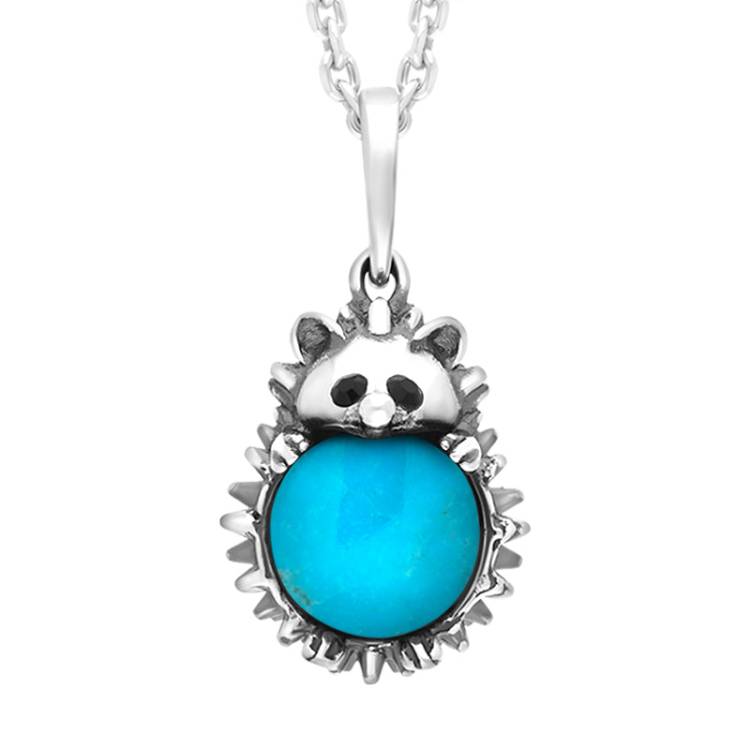 Sterling Silver Turquoise Large Hedgehog Necklace