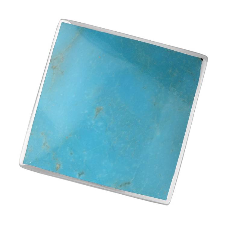 Sterling Silver Turquoise Hallmark Large Rhombus Ring - Silver