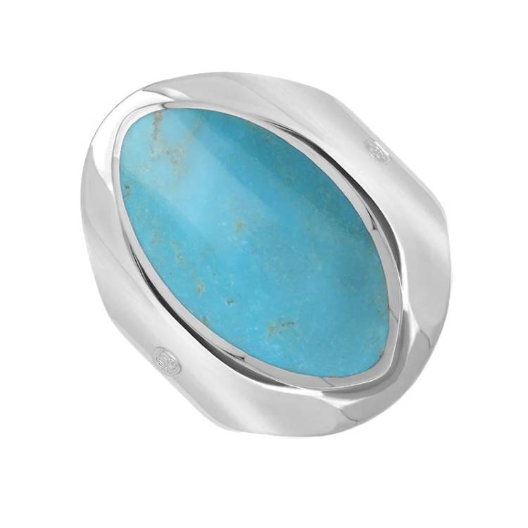 Sterling Silver Turquoise Hallmark Medium Oval Ring - Silver