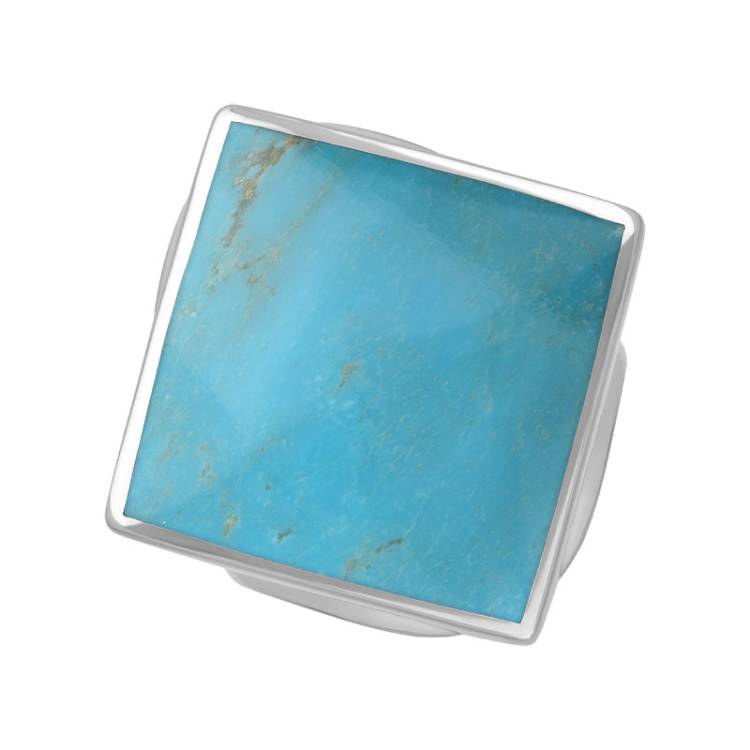 Sterling Silver Turquoise Hallmark Medium Rhombus Ring - Silver