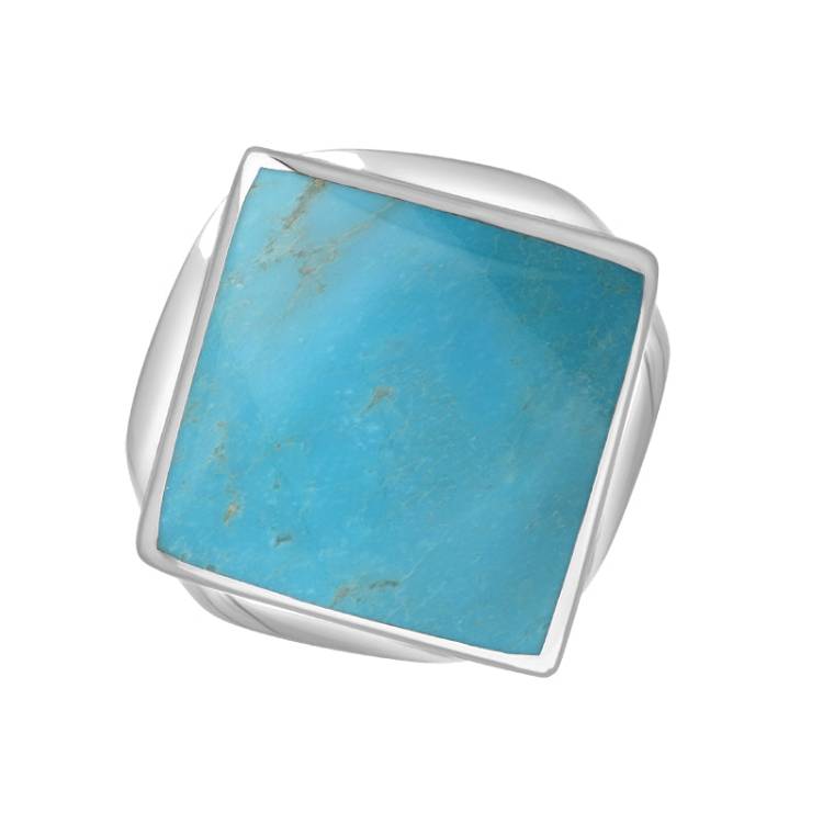 Sterling Silver Turquoise Hallmark Small Rhombus Ring - Silver