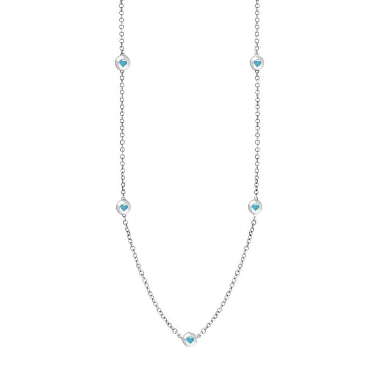 Sterling Silver Turquoise Heart Link Disc Chain Necklace - Option1 Value Silver