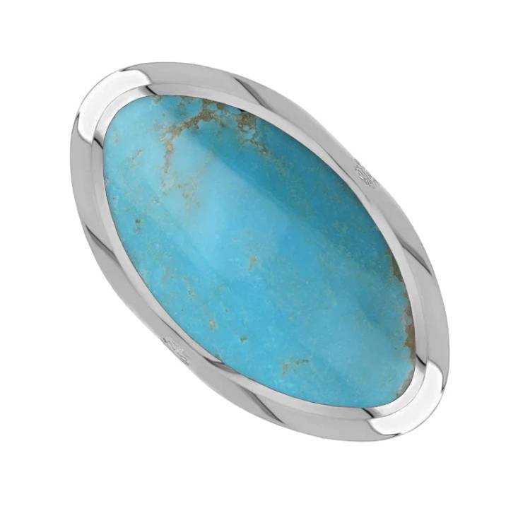 Sterling Silver Turquoise Queen's Jubilee Hallmark Large Oval Ring D - X